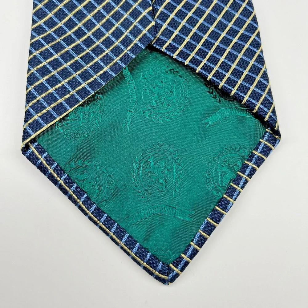 Tommy‎ Hilfiger Silk Men's Necktie Geometric Diamond Pattern Blue Yellow USA